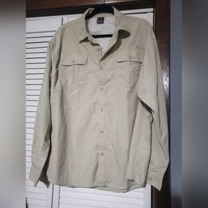 Mens Clothin Beige Fishing Shirt Large
